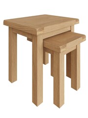 K Interiors Oak Canterbury Solid Wood Nest of 2 Tables - Image 2 of 6