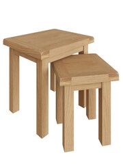 K Interiors Oak Canterbury Solid Wood Nest of 2 Tables - Image 4 of 6