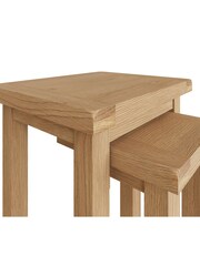 K Interiors Oak Canterbury Solid Wood Nest of 2 Tables - Image 5 of 6