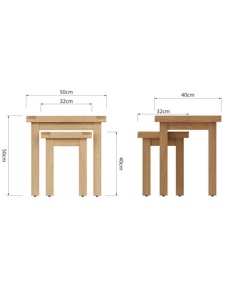 K Interiors Oak Canterbury Solid Wood Nest of 2 Tables - Image 6 of 6