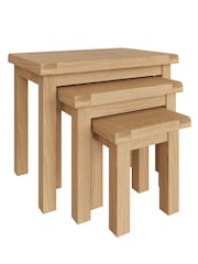 K Interiors Oak Canterbury Solid Wood Nest of 3 Tables - Image 2 of 6