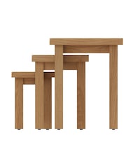 K Interiors Oak Canterbury Solid Wood Nest of 3 Tables - Image 3 of 6