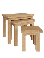 K Interiors Oak Canterbury Solid Wood Nest of 3 Tables - Image 4 of 6