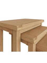 K Interiors Oak Canterbury Solid Wood Nest of 3 Tables - Image 5 of 6