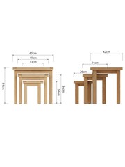 K Interiors Oak Canterbury Solid Wood Nest of 3 Tables - Image 6 of 6