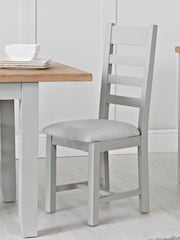 K Interiors Grey Windsor Solid Wood Ladder Back Fabric Dining Chairs - Image 1 of 2