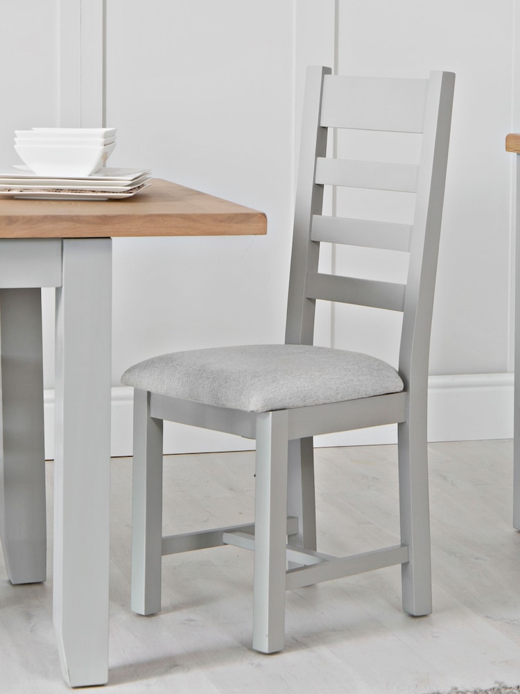 K Interiors Grey Windsor Solid Wood Ladder Back Fabric Dining Chairs - Image 1 of 2
