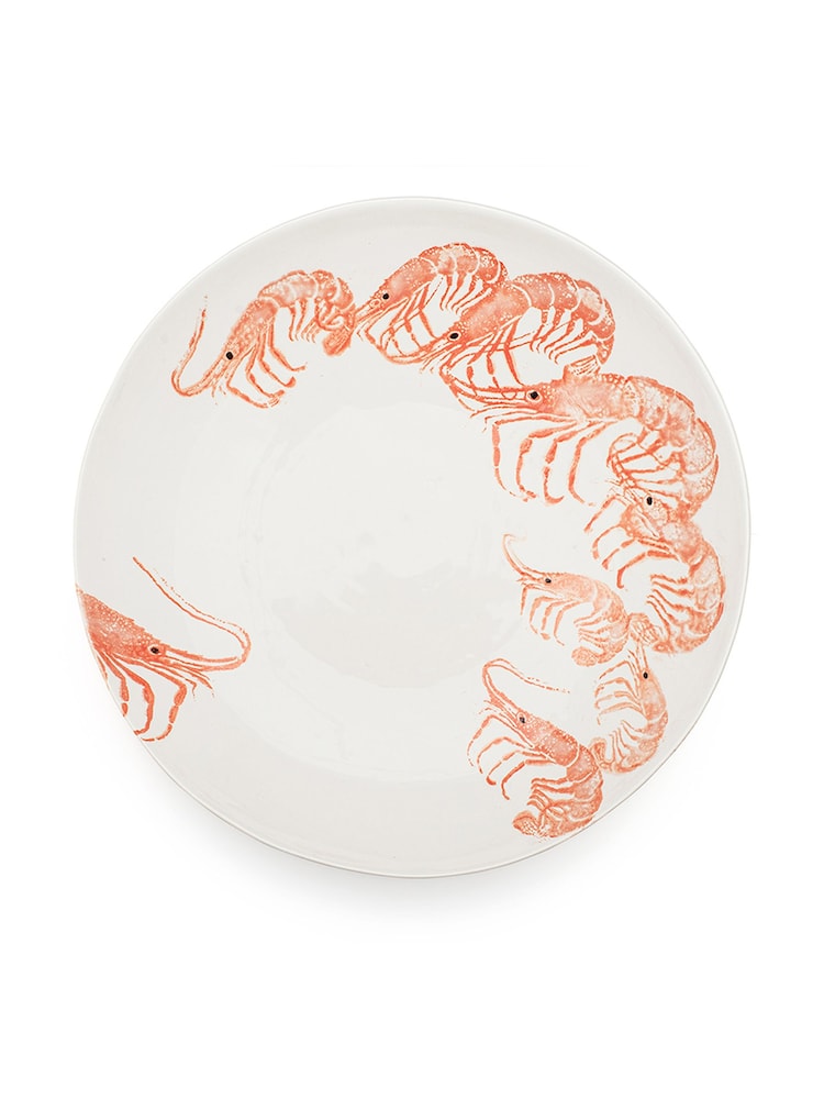 BlissHome Pink Creatures Large Serving Dish Prawns - Image 1 of 3