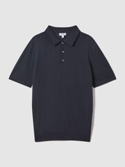 Reiss Blue Smoke Manor Merino Wool Polo Shirt - Image 2 of 6