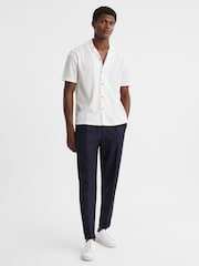 Reiss Ecru Hunt Textured Crepe Cuban Collar Shirt - Image 3 of 4