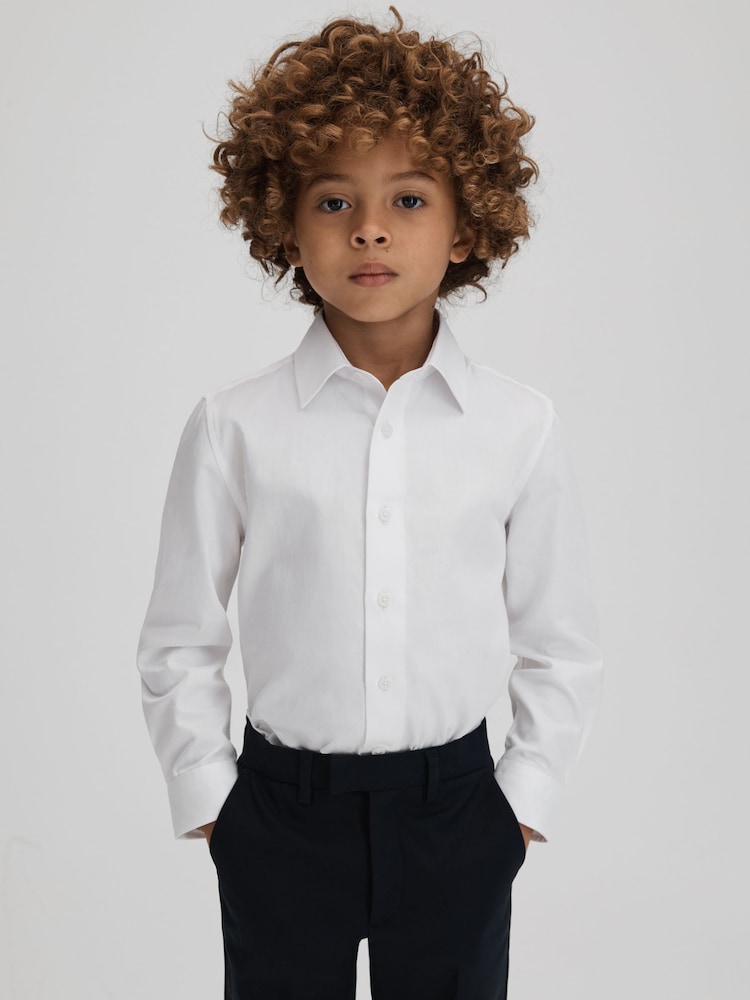 Reiss White Remote 3-9 yrs Slim Fit Cotton Shirt - Image 1 of 6