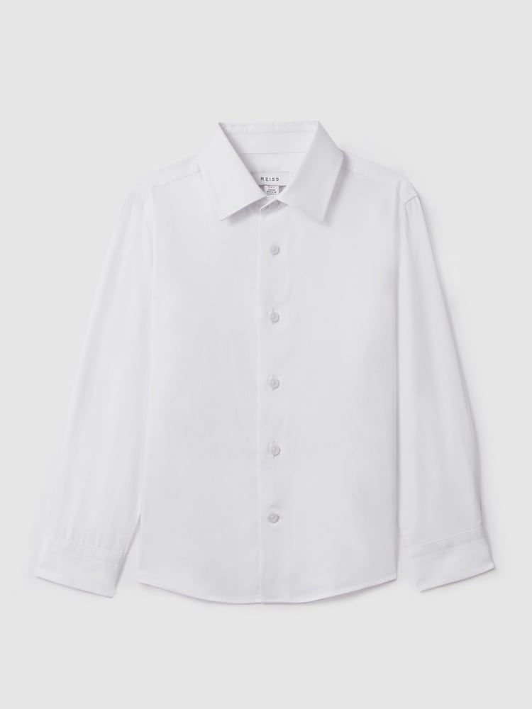 Reiss White Remote 3-9 yrs Slim Fit Cotton Shirt - Image 2 of 6