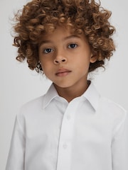 Reiss White Remote 3-9 yrs Slim Fit Cotton Shirt - Image 4 of 6