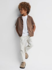 Reiss Tobacco Caspa 3-9 yrs Cotton Cuban Collar Shirt - Image 1 of 6