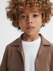 Reiss Tobacco Caspa 3-9 yrs Cotton Cuban Collar Shirt - Image 4 of 6