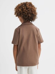 Reiss Tobacco Caspa 3-9 yrs Cotton Cuban Collar Shirt - Image 5 of 6