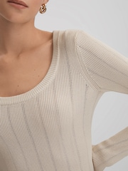 Reiss Cream Sierra Knitted Scoop Neck Top - Image 4 of 7