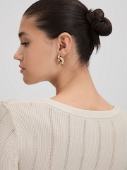Reiss Cream Sierra Knitted Scoop Neck Top - Image 6 of 7