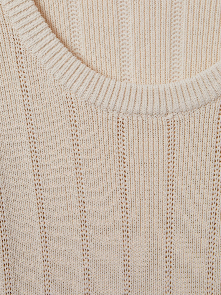 Reiss Cream Sierra Knitted Scoop Neck Top - Image 7 of 7