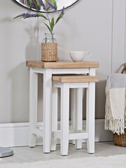 K Interiors White Windsor Solid Wood Nest of 2 Tables - Image 1 of 5