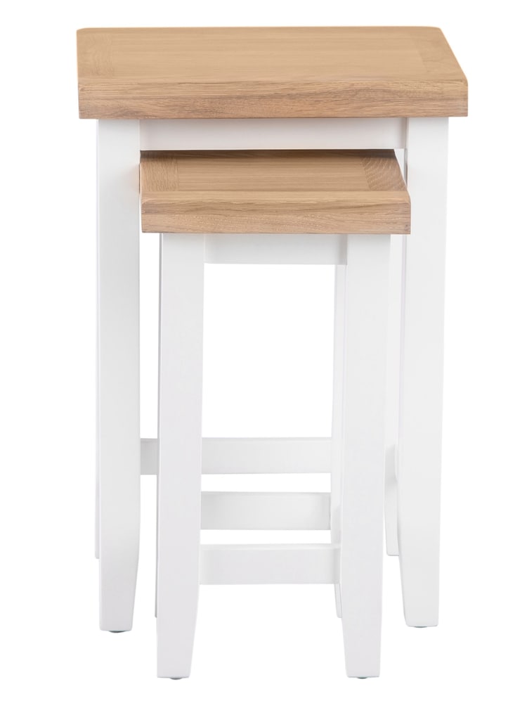 K Interiors White Windsor Solid Wood Nest of 2 Tables - Image 2 of 5