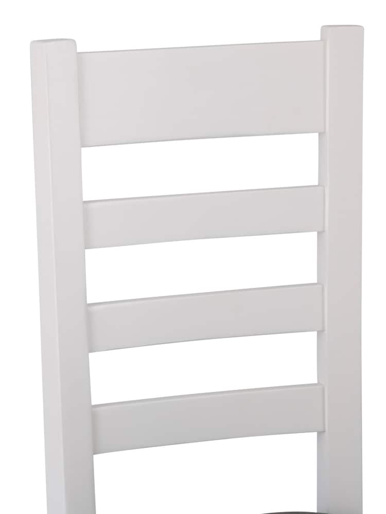 K Interiors White Windsor Solid Wood Ladder Back Fabric Dining Chairs - Image 2 of 2