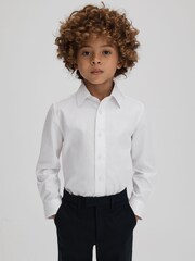 Reiss White Remote 9-13 yrs Slim Fit Cotton Shirt - Image 3 of 6