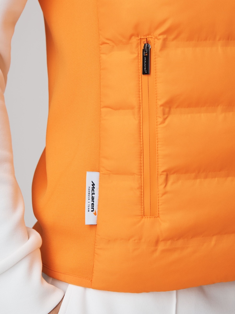 Reiss x McLaren F1 Team Papaya Hybrid Quilt and Knit Gilet - Image 7 of 7
