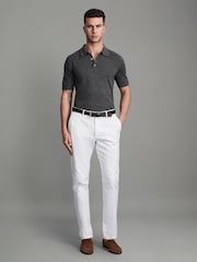 Reiss Derby Grey Marl Manor Slim Fit Merino Wool Polo Shirt - Image 3 of 6