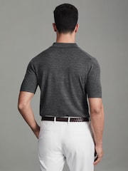 Reiss Derby Grey Marl Manor Slim Fit Merino Wool Polo Shirt - Image 5 of 6