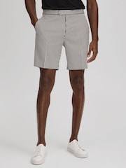 Reiss Black/White Stream Striped Adjuster Shorts - Image 1 of 6