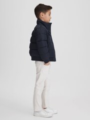 Reiss Navy Mist Senior Padded Faux Fur Coat - Image 4 of 6