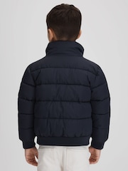 Reiss Navy Mist Senior Padded Faux Fur Coat - Image 5 of 6