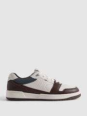 Reiss Brown Astor Leather Lace-Up Trainers - Image 1 of 5