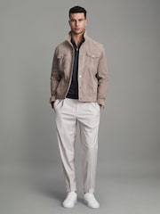 Reiss Blue Smoke Maxwell Merino Wool Half-Zip Polo Shirt - Image 3 of 5