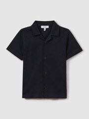 Reiss Navy Caspa Cotton Cuban Collar Shirt - Image 2 of 6