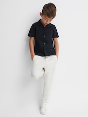 Reiss Navy Caspa Cotton Cuban Collar Shirt - Image 3 of 6