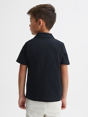 Reiss Navy Caspa Cotton Cuban Collar Shirt - Image 5 of 6