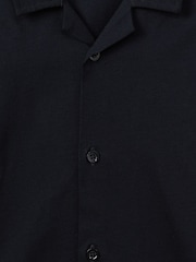 Reiss Navy Caspa Cotton Cuban Collar Shirt - Image 6 of 6