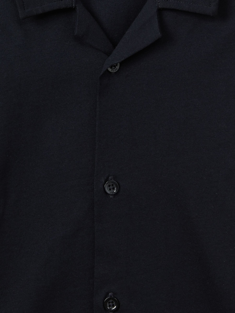 Reiss Navy Caspa Cotton Cuban Collar Shirt - Image 6 of 6