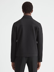 Reiss Black Medina Interlock Jersey Zip-Through Overshirt - Image 4 of 7