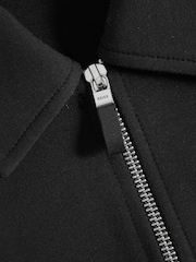 Reiss Black Medina Interlock Jersey Zip-Through Overshirt - Image 7 of 7