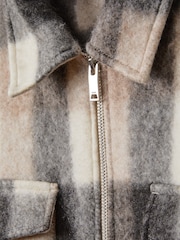Reiss Oatmeal/Grey Stamford Brushed Check Overshirt - Image 6 of 6