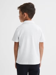 Reiss White Caspa 3-9 yrs Cotton Cuban Collar Shirt - Image 5 of 6