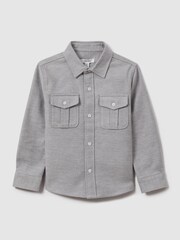 Reiss Soft Grey Thomas 9-13 yrs Brushed Cotton Patch Pocket Overshirt - Image 2 of 4