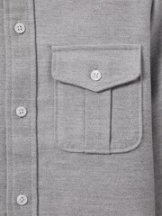 Reiss Soft Grey Thomas 9-13 yrs Brushed Cotton Patch Pocket Overshirt - Image 4 of 4