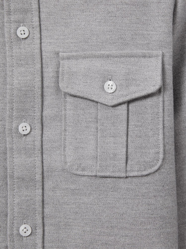 Reiss Soft Grey Thomas 9-13 yrs Brushed Cotton Patch Pocket Overshirt - Image 4 of 4