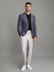 Reiss Navy Manor Merino Wool Polo Shirt - Image 3 of 5