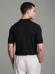 Reiss Navy Manor Merino Wool Polo Shirt - Image 5 of 5