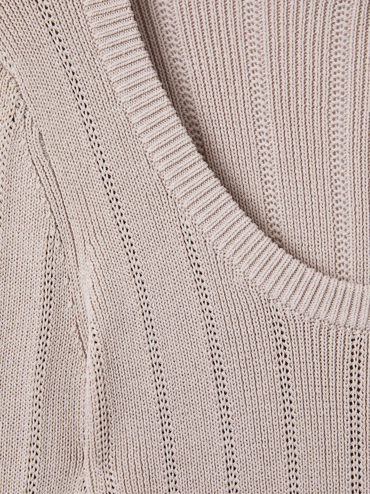 Reiss Neutral Sierra Knitted Scoop Neck Top - Image 6 of 6